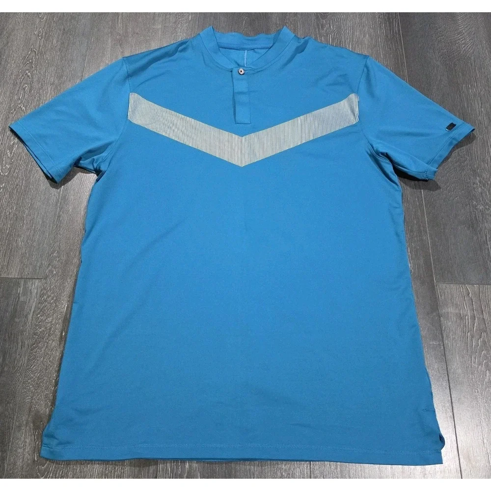 Nike Dri-Fit Tiger Woods Blade Collar Polo Shirt Men M Blue Golf Reflective